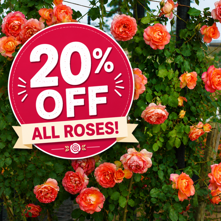 20% off all roses this month. All our roses are sourced from Ludwig roses and are of high quality.
