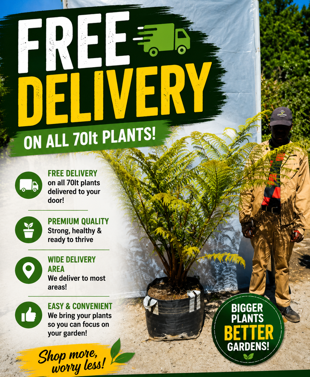 Free Delivery on 70lt Plants